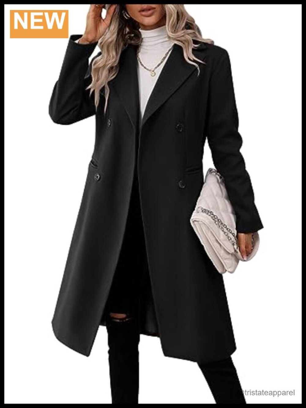 Danedvi Womens Long Double Breasted Pea Coat Slim Fit Winter Jacket